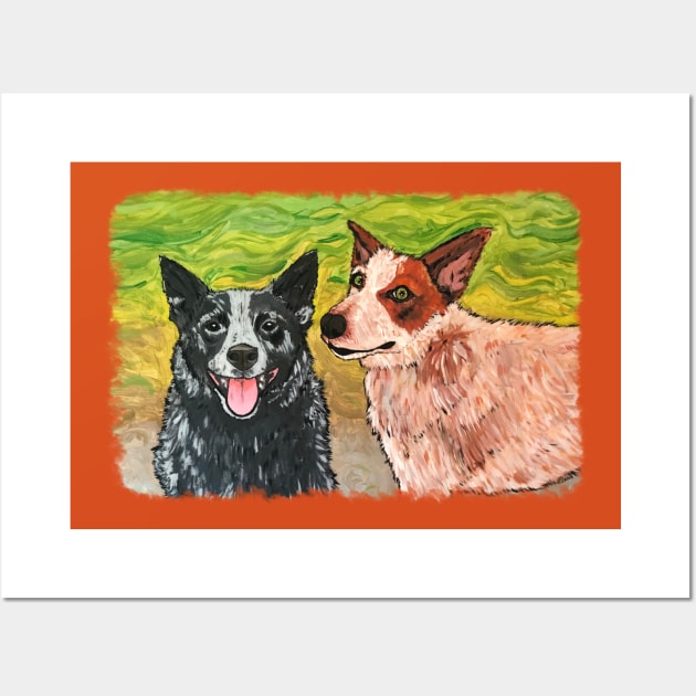 One Heeler, Two Heeler, Red Heeler, Blue Heeler! Wall Art by FivePugs